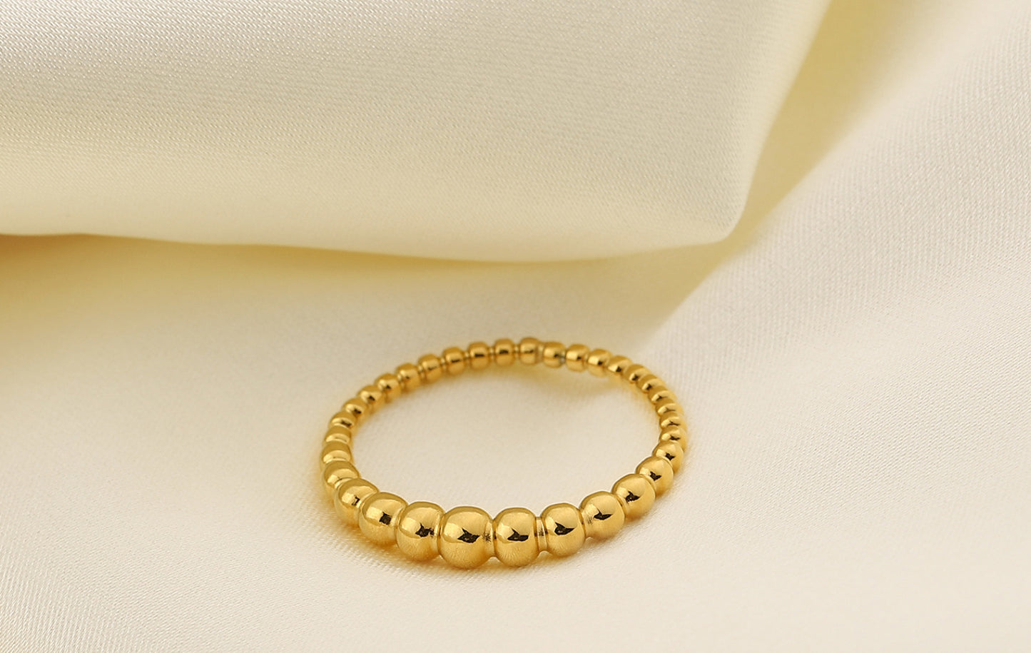 Womens Stainless Steel Ring with Small Dot Design 18K Gold Plated Chic Mini Ring European And American INS Geometric Ring Jewelry Gift for Her