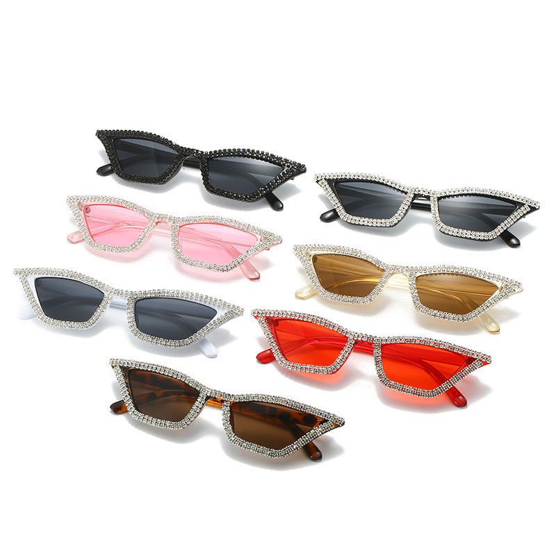 Cat Eye Sunglasses Handmade Diamond Accent Frames Driving Sunglasses Street Fashion Eyewear Plastic Frame Sun UV