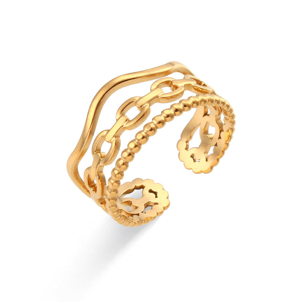 Stainless Steel Woven Ring For Women Adjustable Geometry Design Modern Jewelry Accessory Everyday Wear Stylish