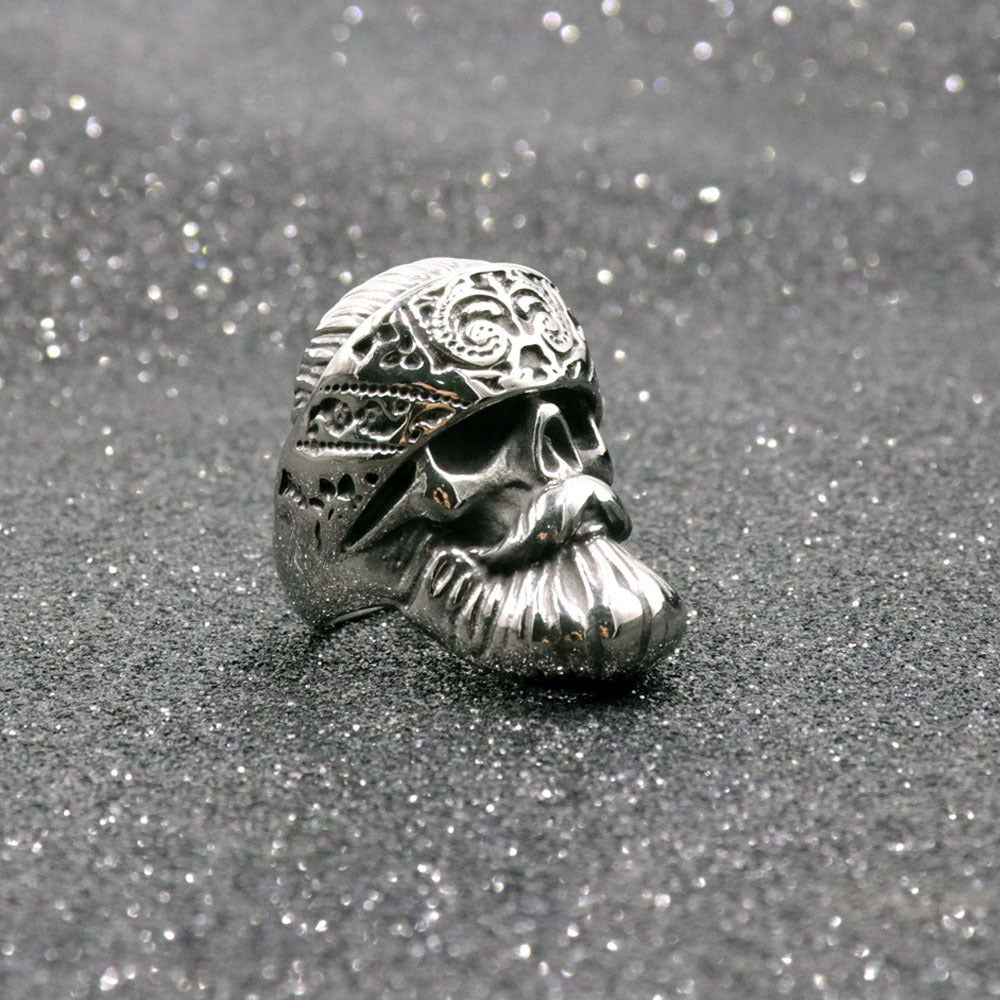 Mens Titanium Skull Ring Black Polished Retro Punk Style Statement Jewelry Durable Bold Ring For Men With Fashion Edge