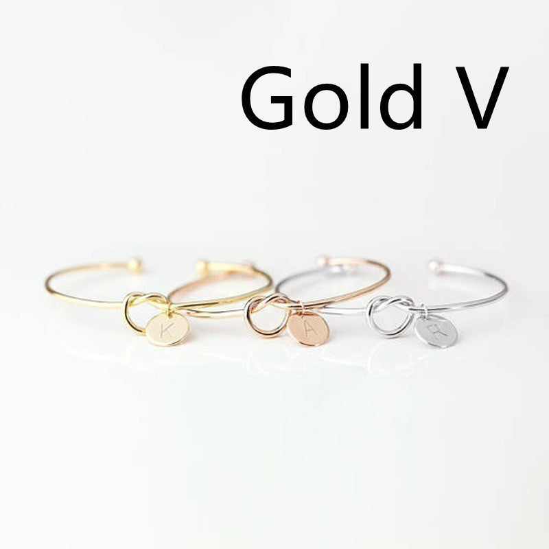Womens Alloy Letter Bracelet Dead Knot Bangle Jewelry Gold