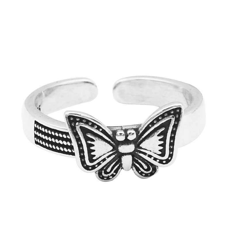 Womens Butterfly Ring 925 Sterling Silver Vintage Insect Retro Design Statement Rings Anniversary Gift For Her