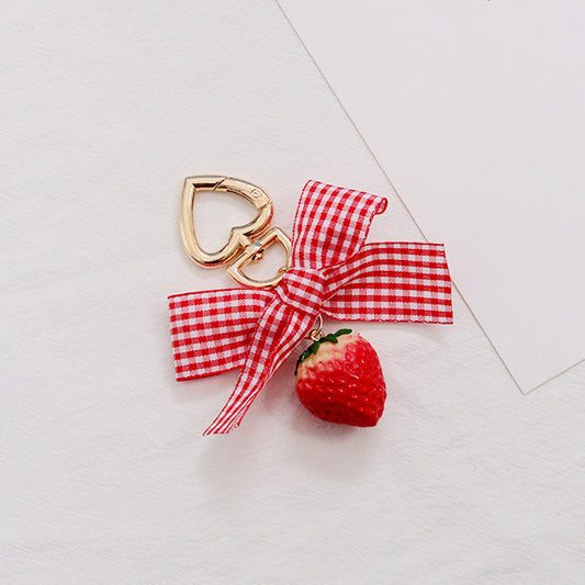 Strawberry Fruit Keychain Bag Pendant Alloy Charm For Handbags And Backpacks Creative Summer Accessory Cute Lovely