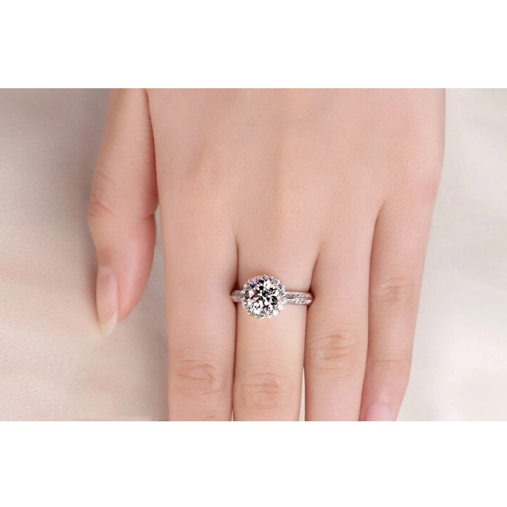 Sterling Silver Diamond Stud Adjustable Engagement Ring