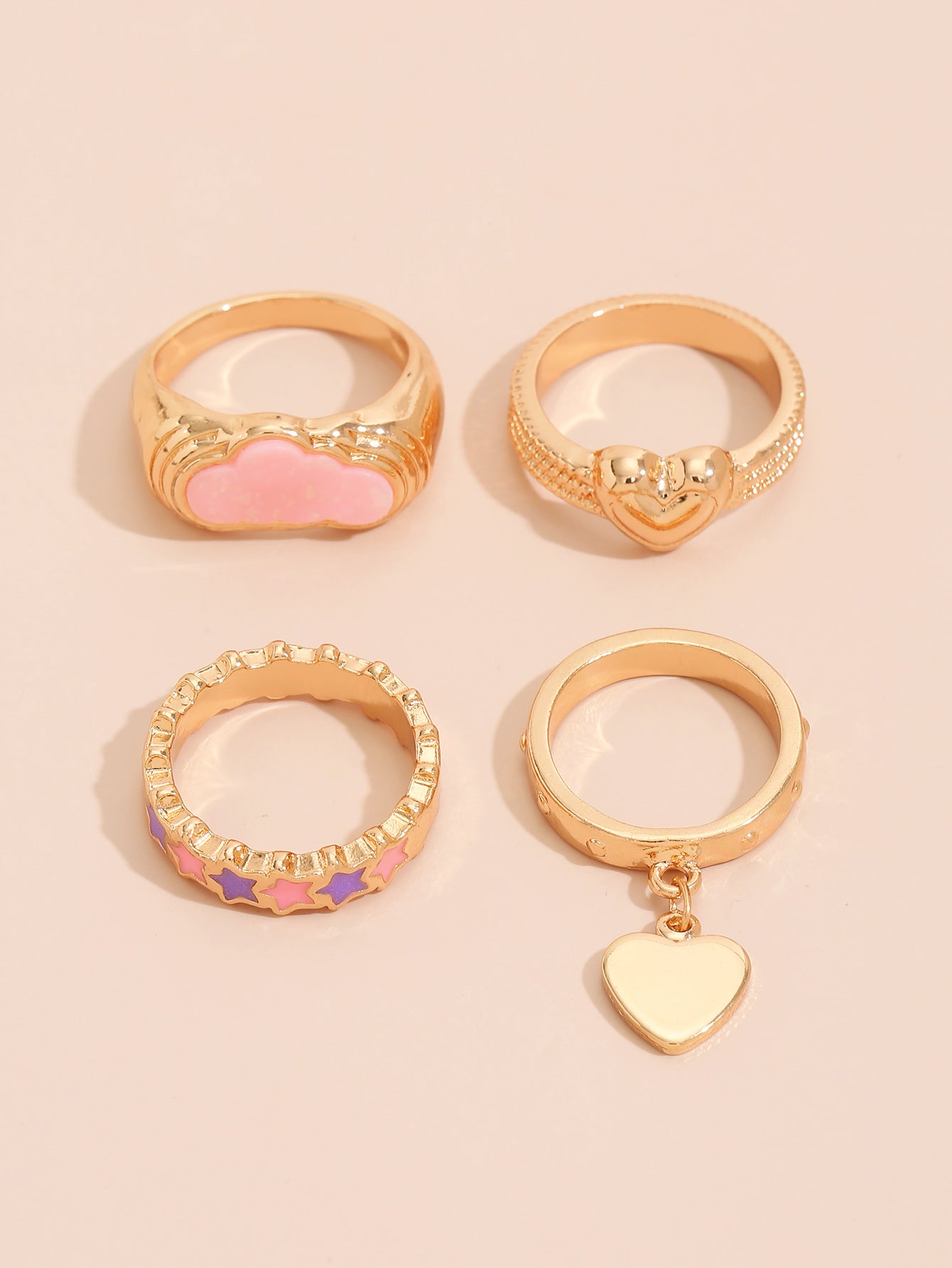 Womens Geometric Rings Set Fashionable Zinc Alloy Rings for Women Girls Elegant Accessory Trendy Must Have Set