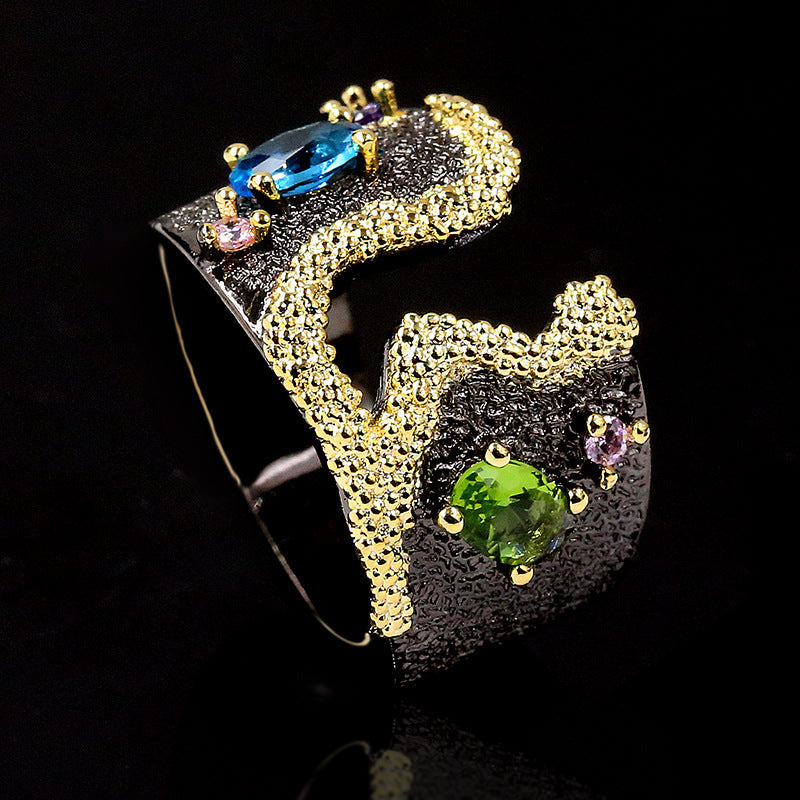 Womens Rings Abstract Geometric Retro Style Brass White Steel Plated Elegant European American Fashion Jewelry