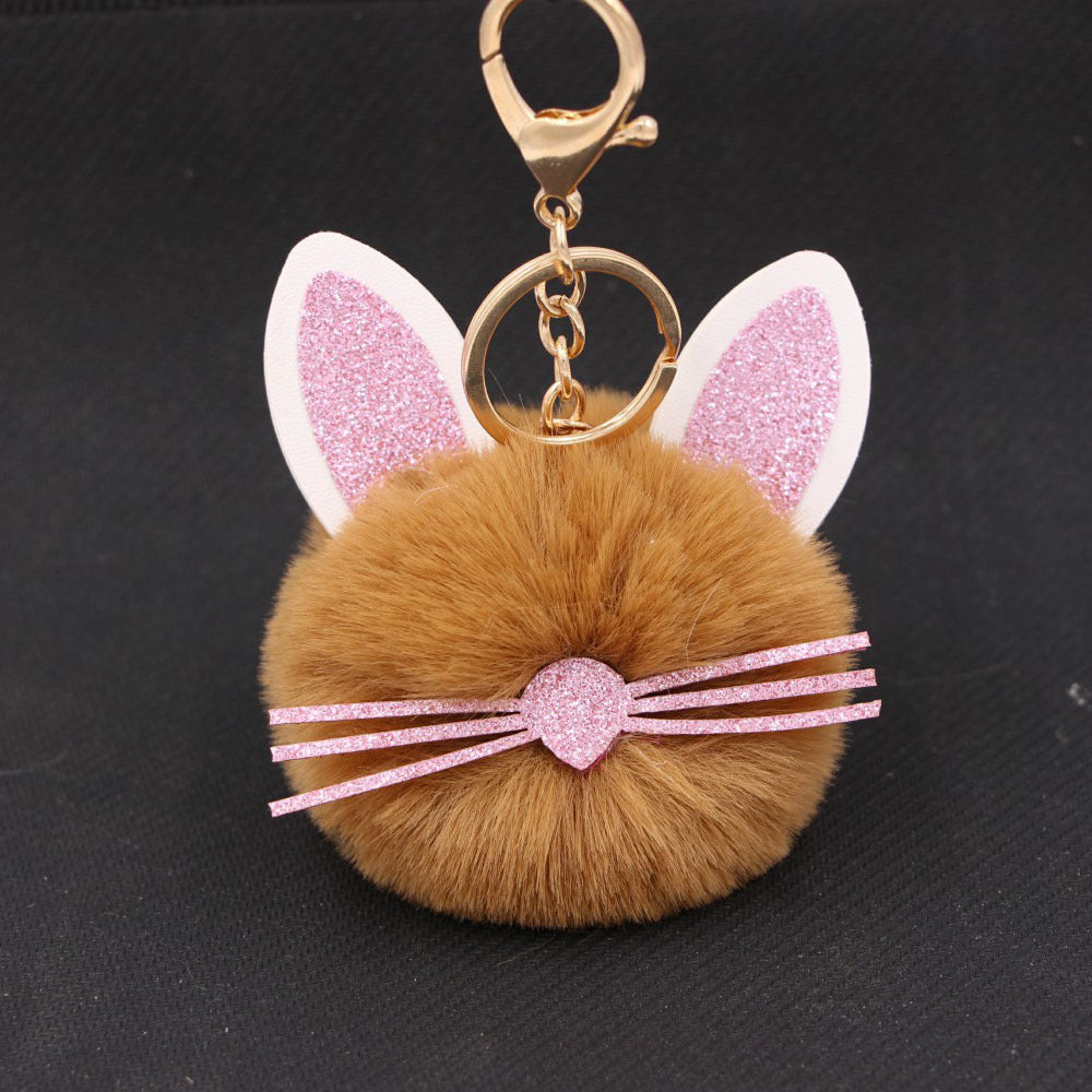 Plush Kitten Keychain Cute Cat Pendant Alloy Key Ring Women Adorable Bag Charm Accessory Trendy Gift Ideas Cat