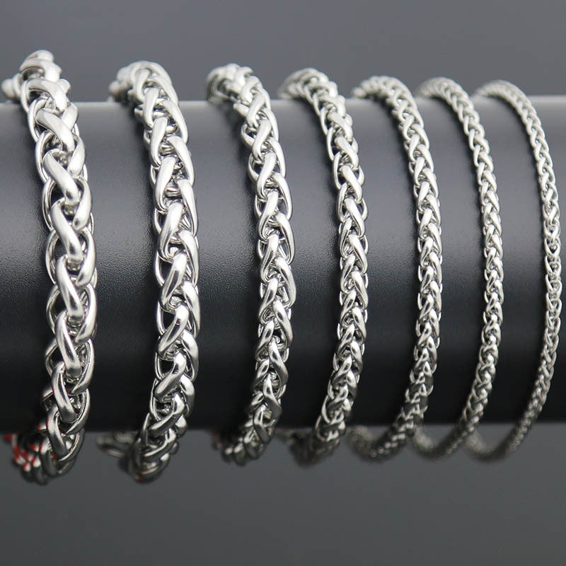 Womens Fashion Bracelet Exaggerated Tassel Design Thick Chain With Flora Detail In Silver Titanium Steel Shine