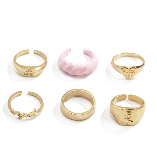 Punk Retro Wind Dripping Oil Heart Ring For Women Vintage Style Jewelry Gift Idea Handcrafted Alloy Ring Charm