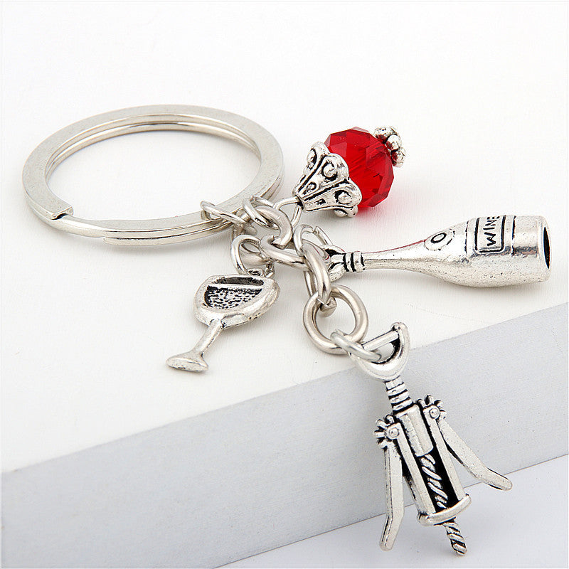 Wine Lovers Keychains Corkscrew Bottle Opener Alloy Key Ring Gift for Wine Enthusiasts and More Great Gift Now