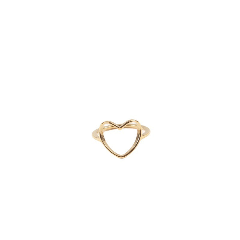 Titanium Steel Ring With 18K Gold Plating Hollow Love Heart Shaped Ring Golden No 6 A459 Golden No 7 A459 Golden No 8