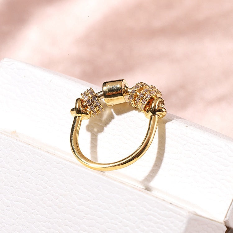 Gold Plated Ring Circle Design With 3A Zircon Embellished Hypoallergenic Copper Base Jewelry Accessory Everyday Wear