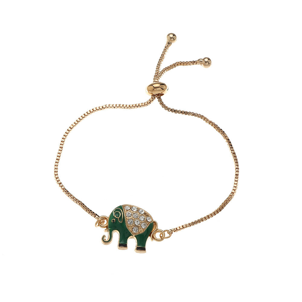 Elephant Bracelet for Women and Girls Alloy Animal Charm With Dripping Eye Ornaments European Fashion Jewelry Style