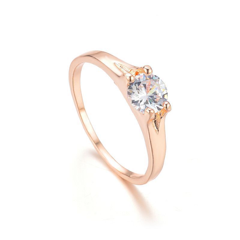 Unisex Rose Gold Geometric Alloy Ring With Micro Mounted Gemstones For Weddings And Celebrations A Perfect Gift