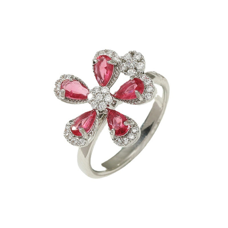 Copper Ring For Women Geometric Silver Inlay AAA Zircon Crystal European American Style 17mm Classic Jewelry Gift