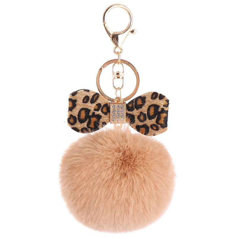 Fur Ball Leopard Keychain Fluffy Pom Pom Pendant For Backpacks Purses Bags Rabbit Hair Cute Gift Idea For All Ages