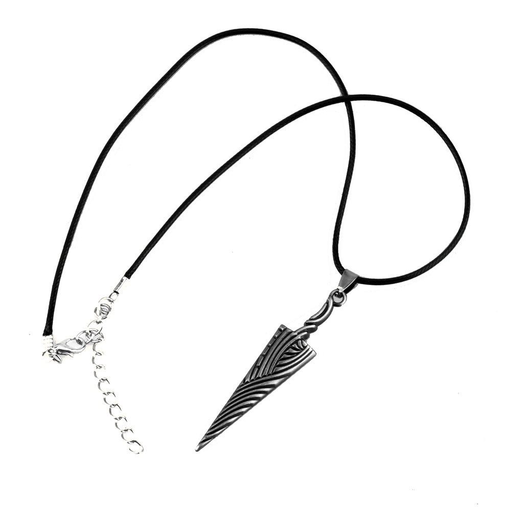 Silver Sabre Nail Keychain Pendant Electroplated Zinc Alloy Fashion Accessory 6.3cm Length Necklace Gift Ready