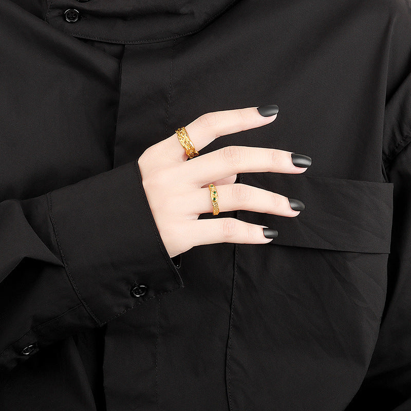 Womens Adjustable Open Ring Geometric Copper Plated In Gold And Platinum Finish Individually Packed Chic Look