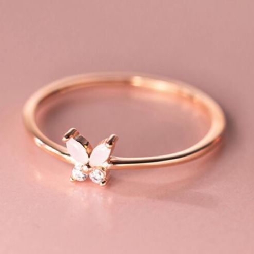 S925 Silver Ring Korean Design Simple Band Ring with Rhinestone Accent Elegant Finger Jewelry for Women Fashion Ring