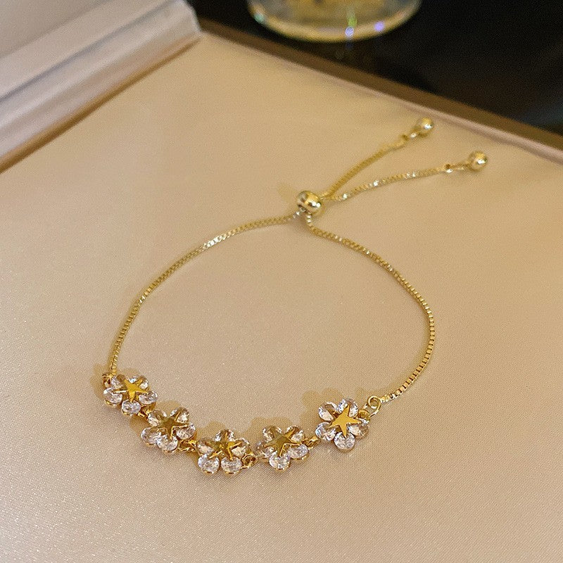 Womens Circle Bracelet Irregular Metal Wind Design Zircon