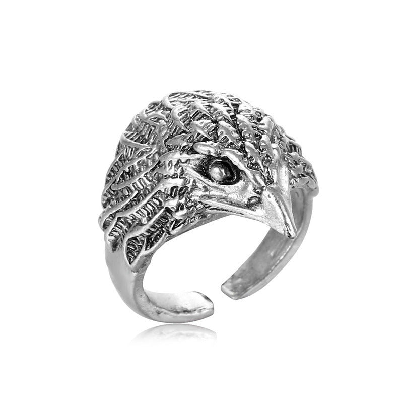Mens Feather Ring Alloy Vintage Punk Exaggerated Design Statement Fashion Ring For Men Feather Alloy Vintage Feather
