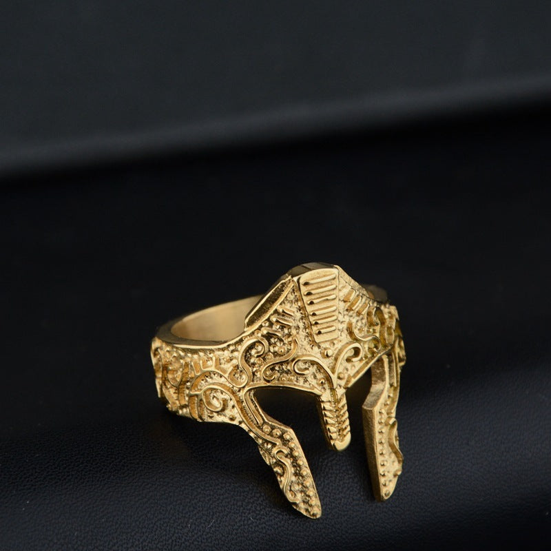 Stainless Steel Warrior Mask Ring Silver Tone Gold Tone Fashion Band Ring for Men and Women Unisex Style Rings