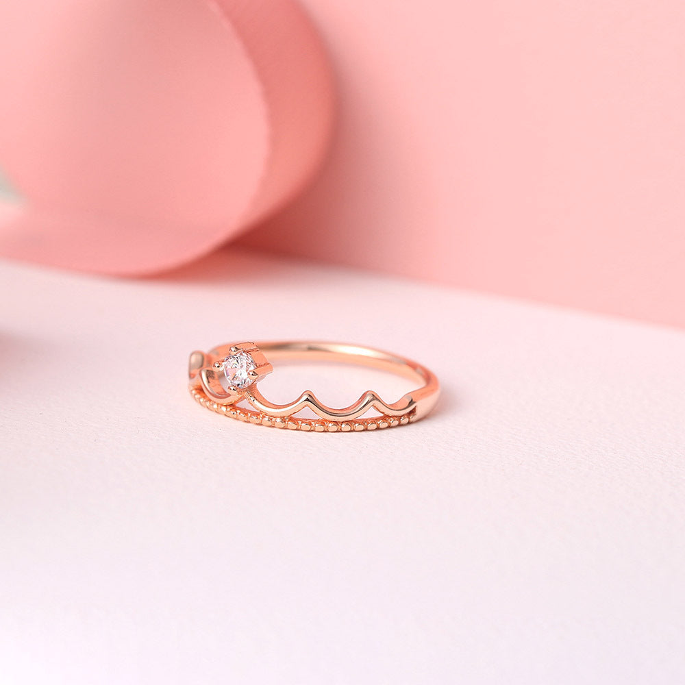 Elegant Crown Ring Gold Plated Copper With Zircon Stones For Women Wedding Band Classic Design Gift Ready Sale