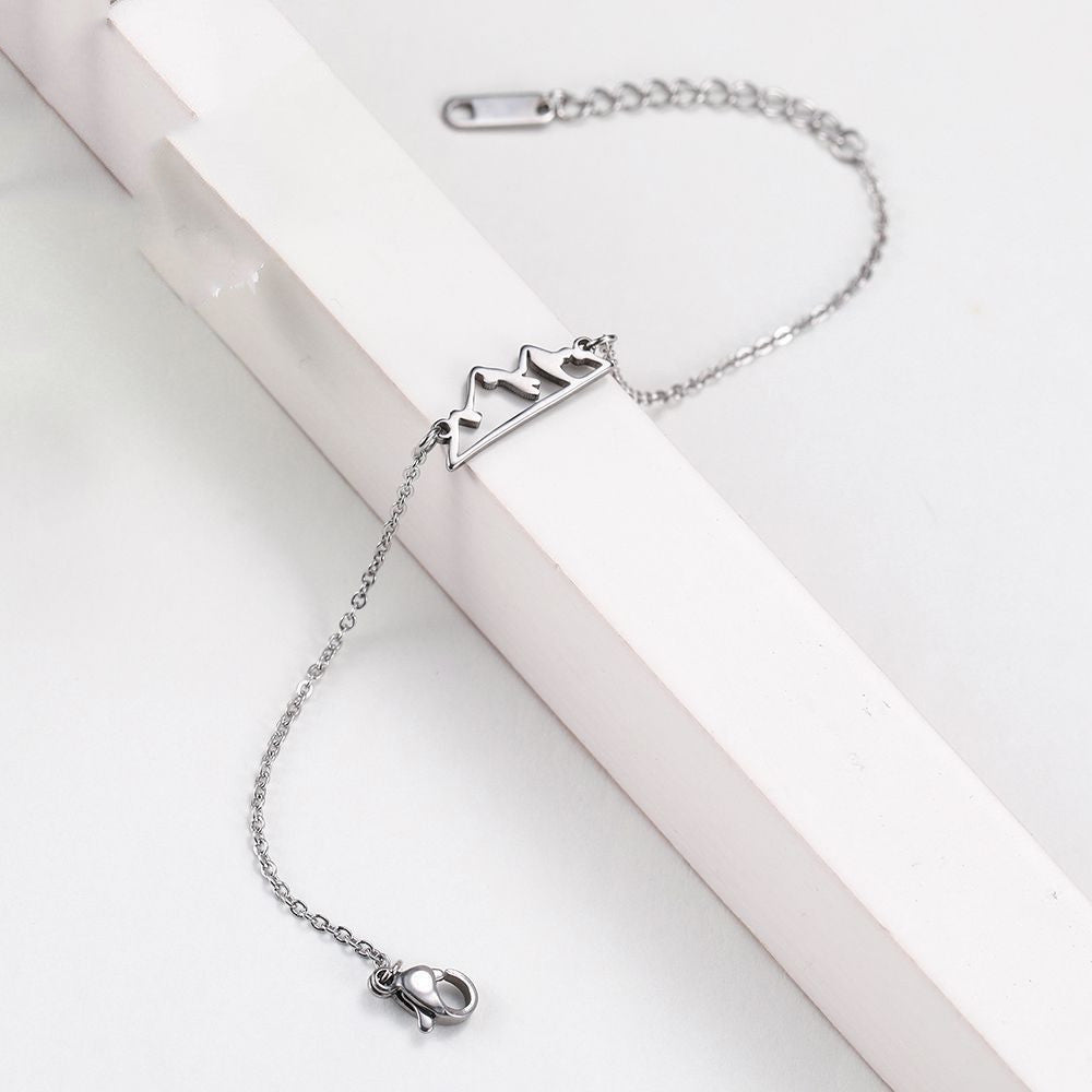 Stainless Steel Mountain Design Bracelets With Tassels For Women Electroplated Jewelry Anniversary Celebrations