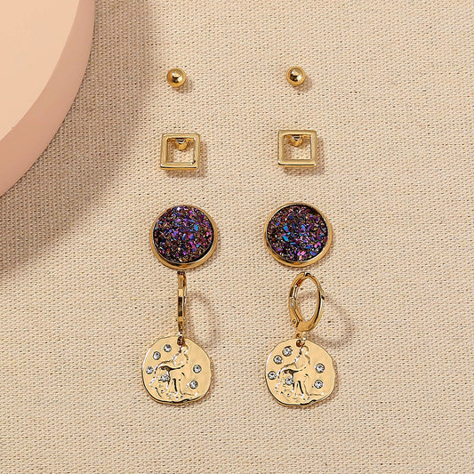 Womens Crystal Cluster Earrings Metal Electroplated Fashion Trend Daily Wear Jewelry Gift Style Europe America Zinc