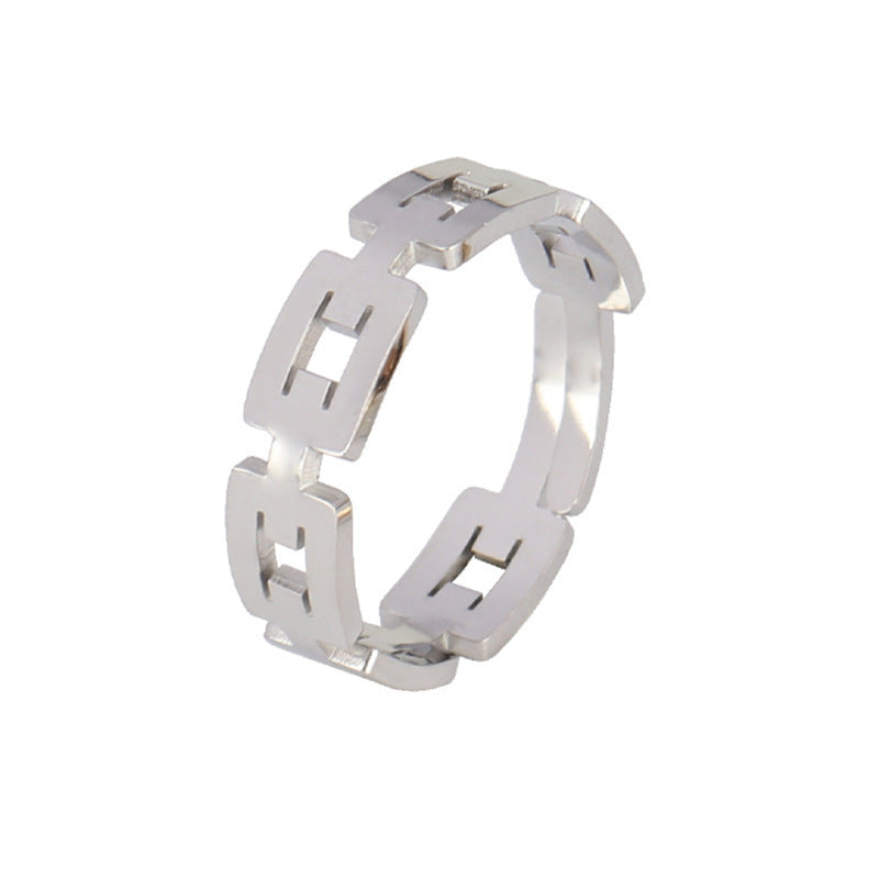 Stainless Steel Geometric Ring Natural Style Women Gold Silver Trendy Fashion Hip Hop Minimal Jewelry Timeless