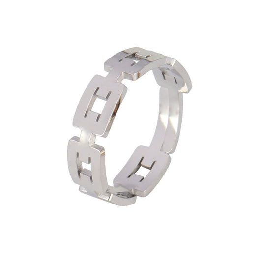 Stainless Steel Geometric Ring Natural Style Women Gold Silver Trendy Fashion Hip Hop Minimal Jewelry Timeless