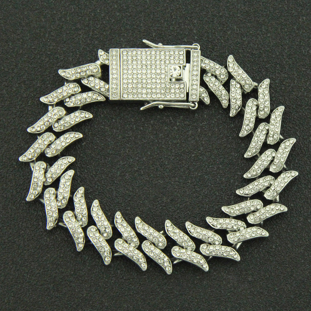 Mens Hip Hop Bracelet Geometric Diamond Inlaid Alloy Jewelry Gold Color Silver For Men Modern Styles Accessory