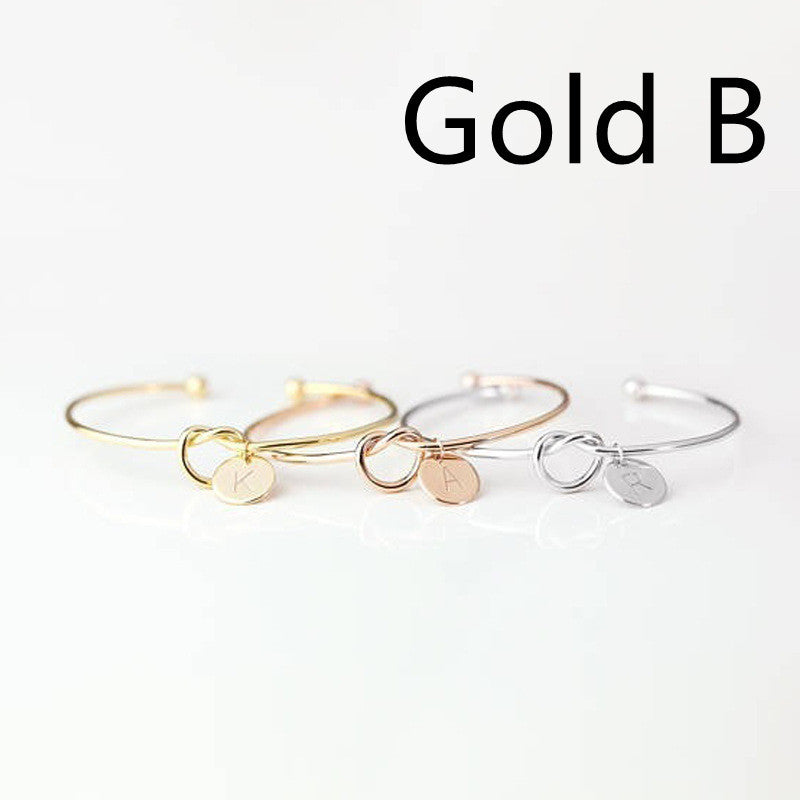 Womens Alloy Letter Bracelet Dead Knot Bangle Jewelry Gold