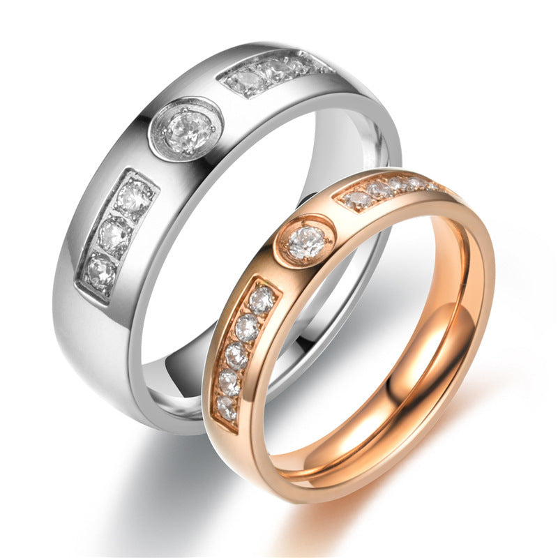 Stainless Steel Diamond Plated Rose Gold Ring For Women