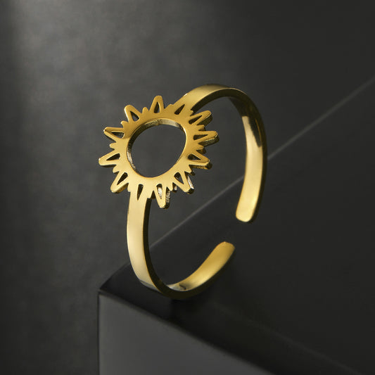 Sunflower Ring for Women Electroplated Stainless Steel Ring Trendy Personality Jewelry Gift for Her Chic Style