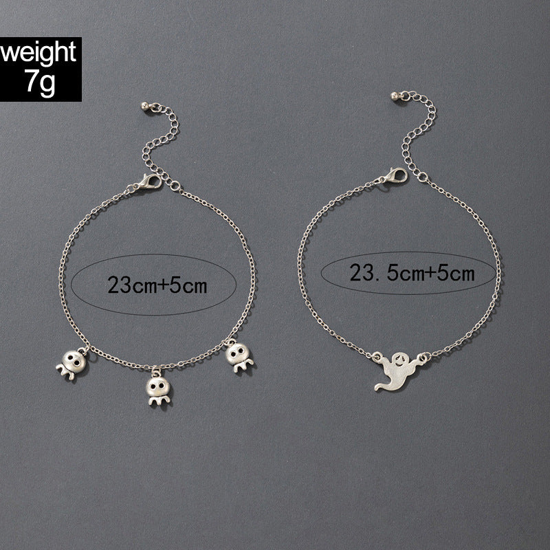 Retro Halloween Ghost Charm Bracelet Electroplated Alloy Geometric Bracelet For Women European American Styling