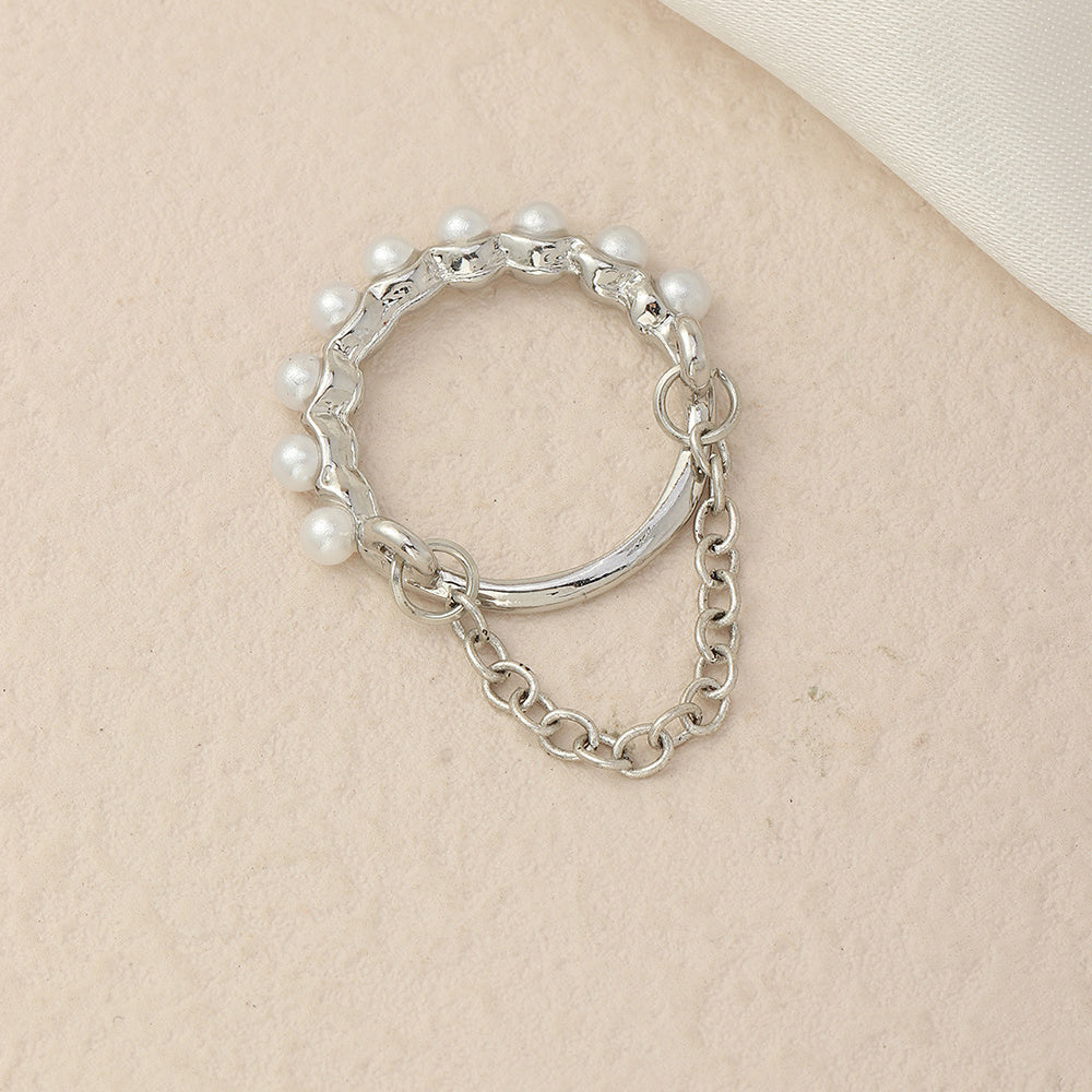 Womens Electroplated Alloy Ring Creative Metal Design For Everyday Wear Simple Band Ring Natural Fashion Jewelry