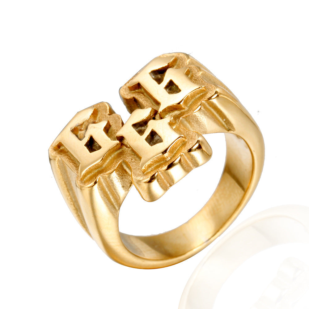 European And American Men's Stainless Steel Accessories 666 Ring