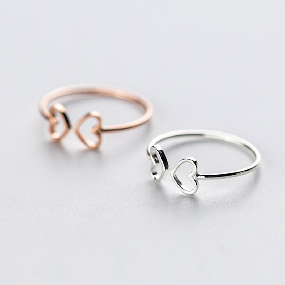 Womens Hollow Heart Silver Ring Adjustable Size 10 To 13 Elegant Jewelry Gift For Women Sterling Silver Shines