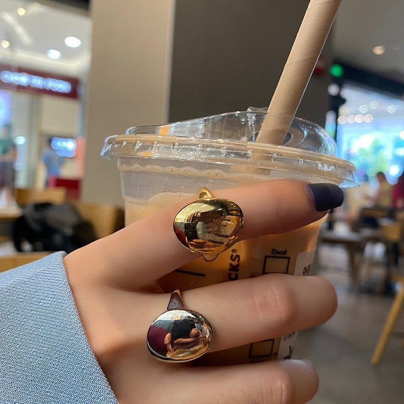 Womens Adjustable Ring Silver Electroplated Geometric Ring Glossy Finish Simple Ring All Match Niche Ring Design