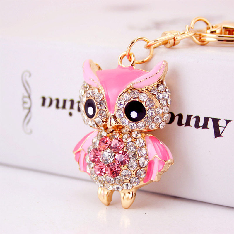 Cartoon Animal Car Keychain Zinc Alloy Key Ring With Diamond Accent Car Accessory Gift Cute Key Fob Charm Vehicle