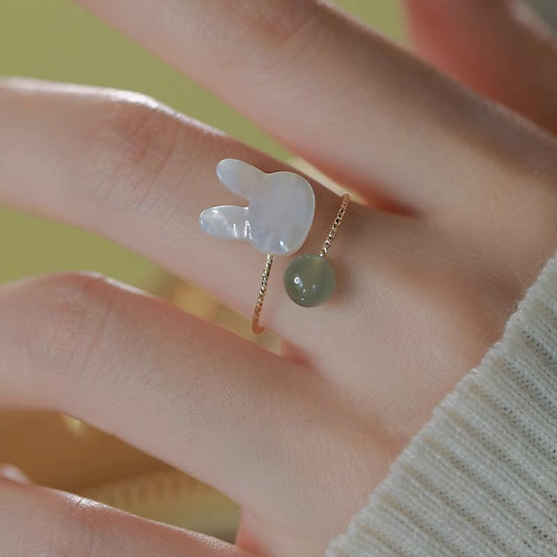 Rabbit Zodiac Sign Copper Ring Open Style Animal Design Gold Tone Ring For Everyday Wear Versatile Jewelry Cute Gift