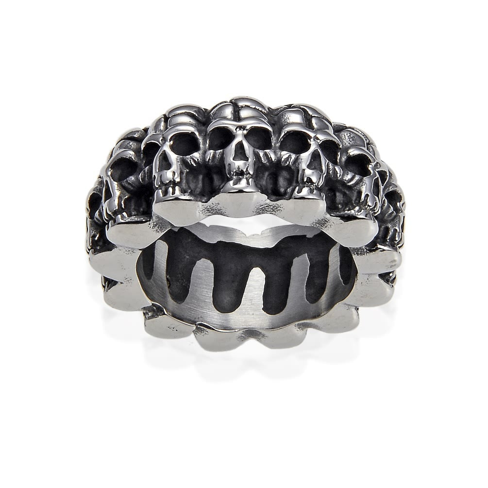 Mens Skull Shape Ring Punk Fashion Titanium Steel Electroplated Durable Statement Jewelry Accessory Collection