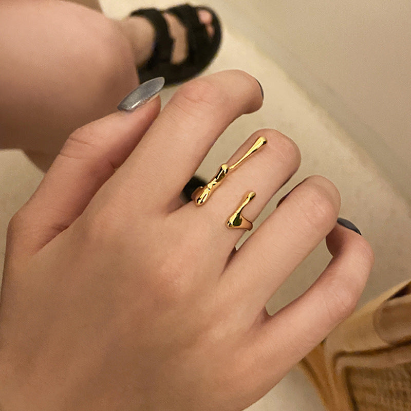 Womens Geometric Adjustable Opening Silver Plated Metal Ring Trendy Fashion Statement Ring For Women Hip Hop Style