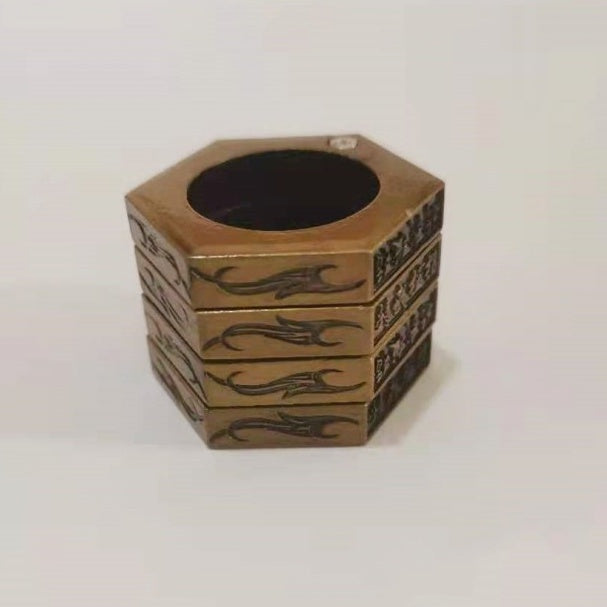 Round Lettering Old Bronze Ring Set 4 Styles Square Bronze Silver Gray Silver Gold Includes 4 Rings Ready Pack