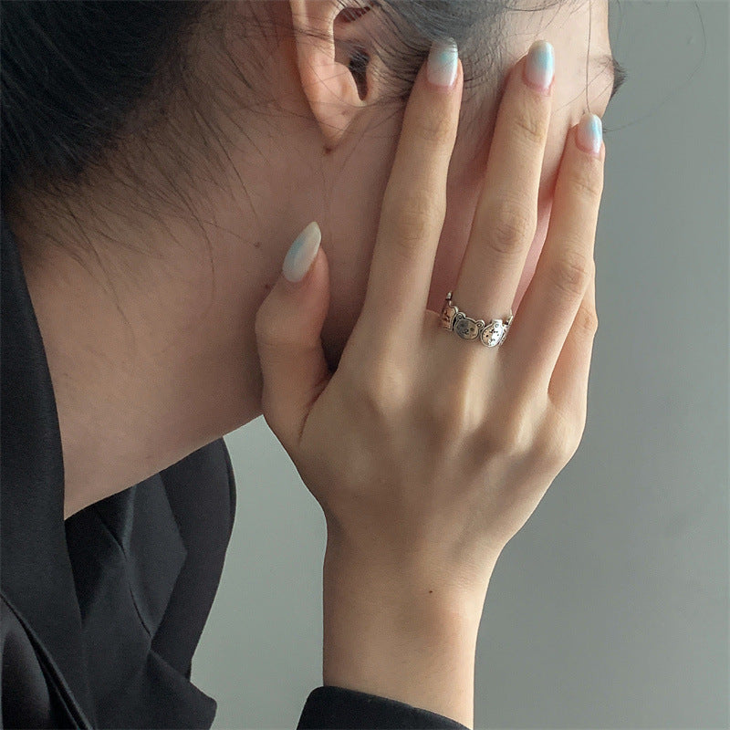 Adjustable Cartoon Character Ring Retro Punk Copper Ring For Women And Men Gift Jewelry Fashion Accessory Gift