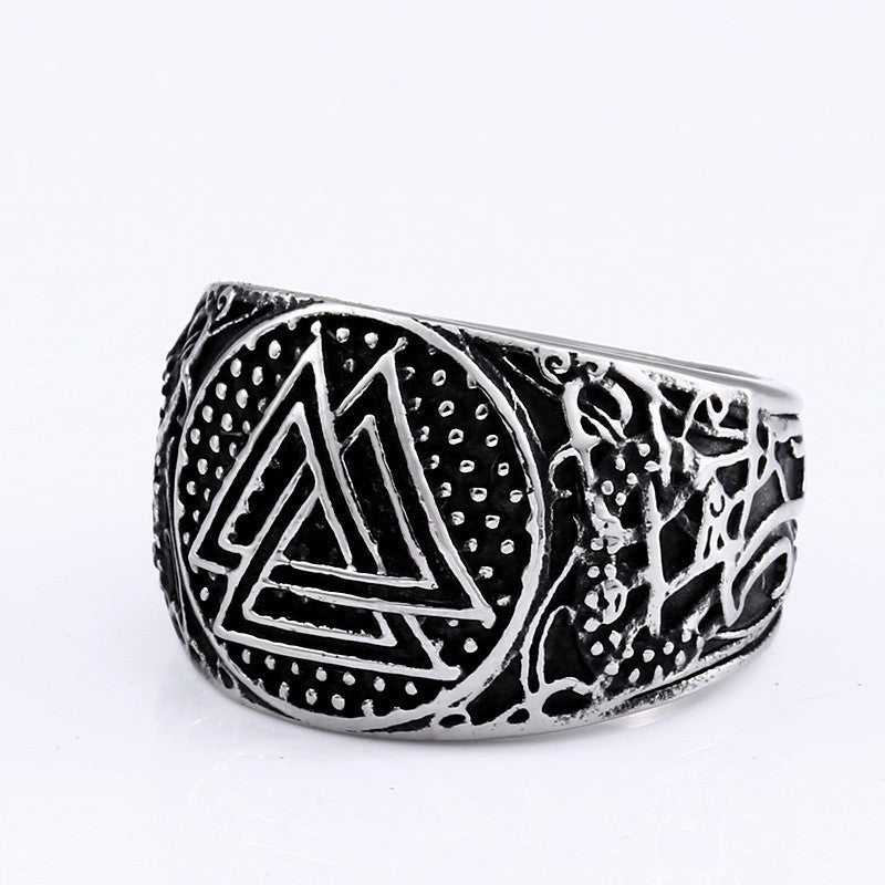 Vintage Stainless Steel Stacked Triangle Ring Flower Shape Unisex Sizes US 8 9 10 11 12 13 Durable Finish Matte Shine