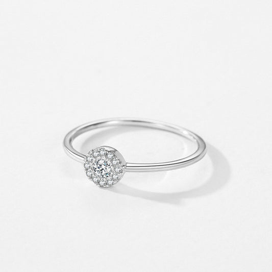 Sterling Silver Ring For Women Round Micro Rhinestones Geometric Design Ring Affordable Luxury Everyday Silver Band