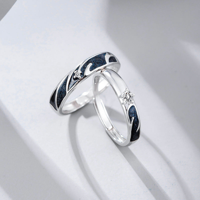 Sterling Silver Adjustable Couple Rings For Women And Men Fashion Matching Romantic Promise Band For Cherished