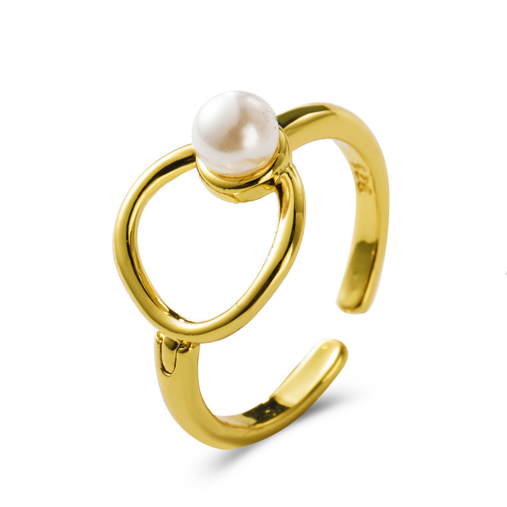 Womens Alloy Rings Retro Geometric Pearl Portrait Ring Love Rings Fashion Jewelry Unto Women Metal Rings Retro